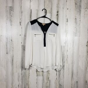 Takara sheer white & black top size medium